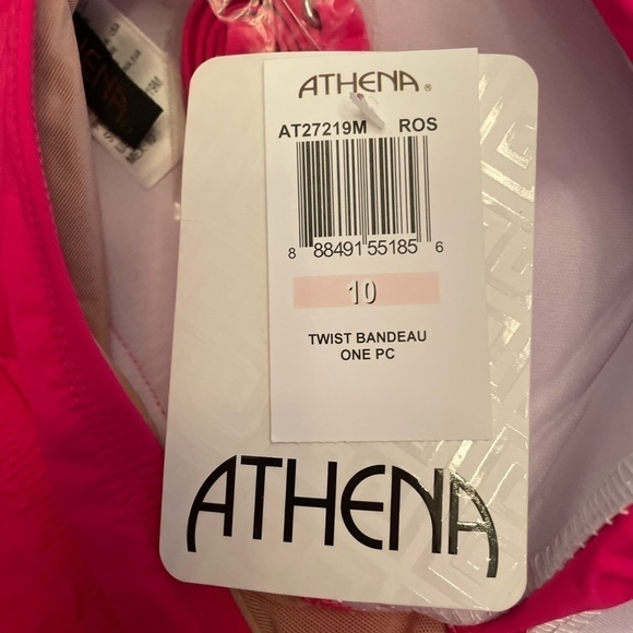 Athena Women's Solid Twist Bandeau One-Piece In Rose - Picture 10 of 12